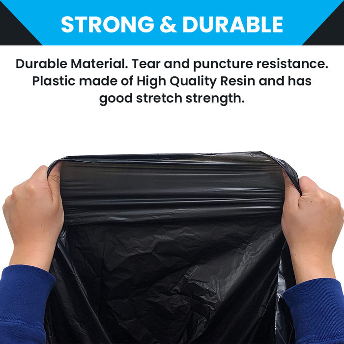 65 Gallon Garbage Bags: Black, 1.5 Mil, 50X48, 50 Bags.