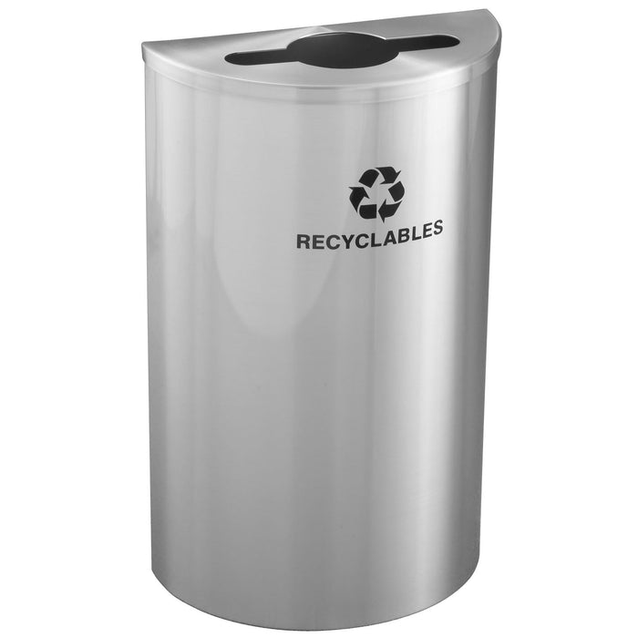 Glaro Half-Round 14-Gallon Indoor Recycling Trash Can – Satin Aluminum