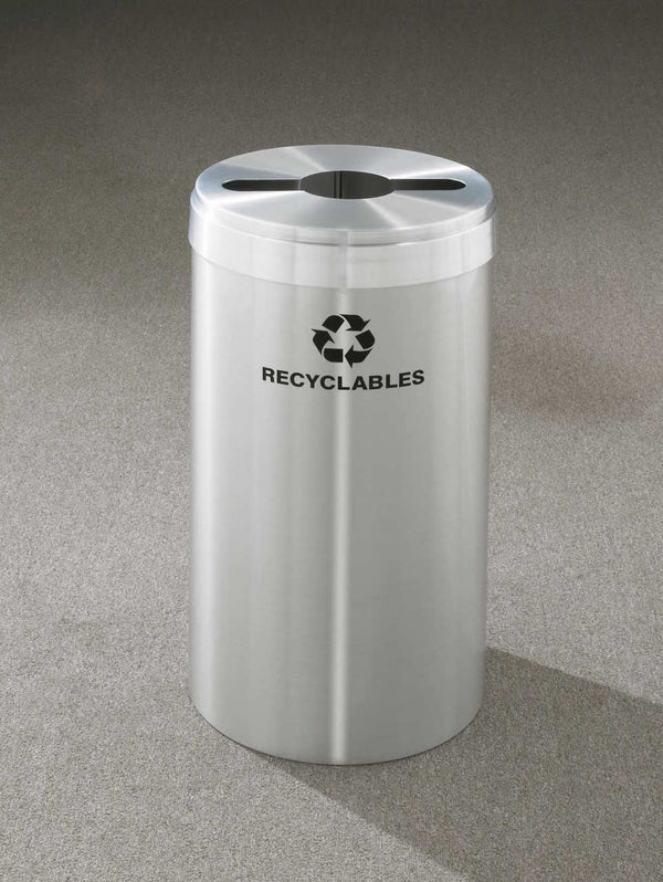 Glaro Satin Aluminum Recycling Trash Can , 16 Gallon