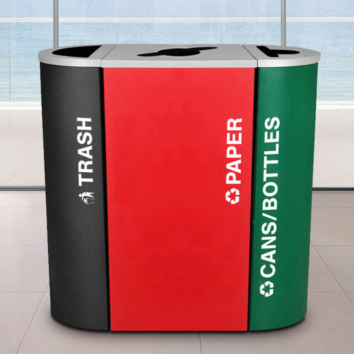 Excell-Kaiser Kaleidoscope Triple-Stream Indoor Trash Can & Recycling Station Combo