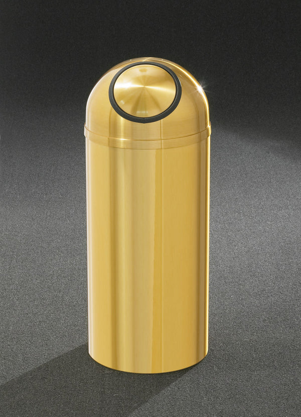 Glaro Dome Top Satin Brass Trash Can – 8, 12, or 16 Gallon