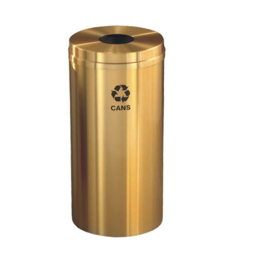 Glaro 33-Gallon Satin Brass Trash Can with Recycling Logo