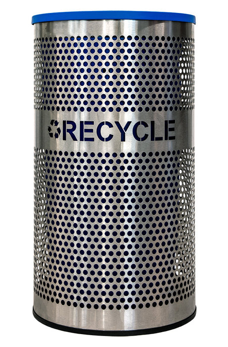 Excell-Kaiser Venue Stainless Steel Recycle Trash Can 33 Gallon with Laser-Cut Label