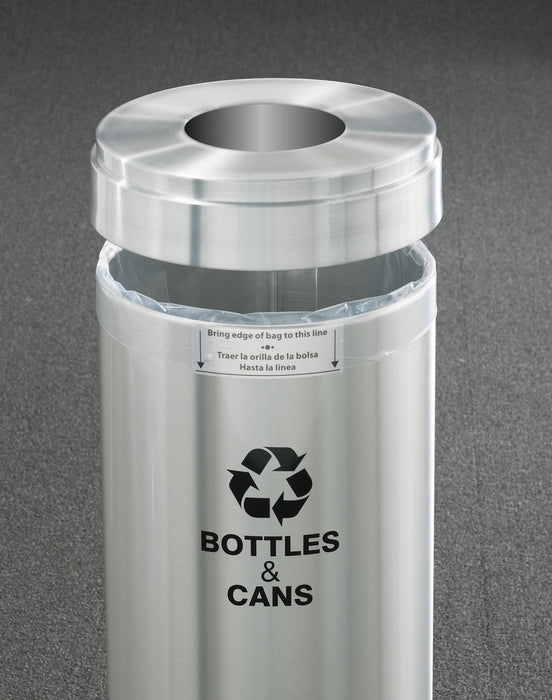 Glaro Value Single-Stream Recycling Trash Can – Satin Aluminum, 15 Gallon
