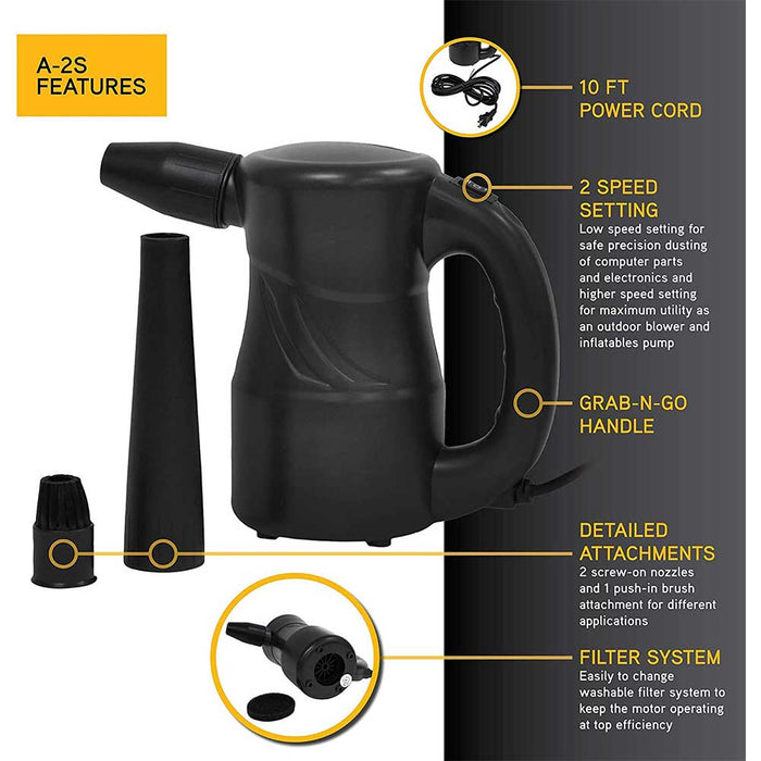 XPOWER A-2S-Black Cyber Duster Multipurpose Electric Air Duster Blower