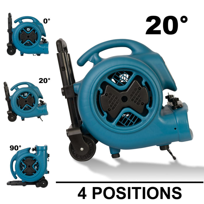 Xpower P-630HC 1/2 HP Air Mover w/ Telescopic Handle, Wheels, Carpet Clamp