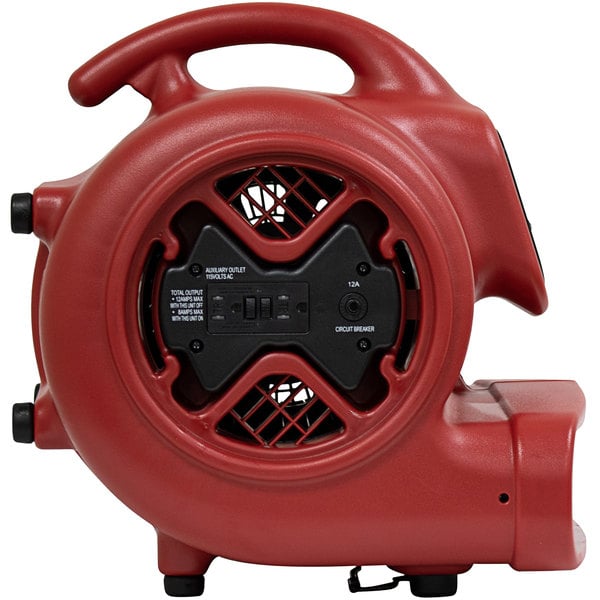 Xpower X-600A-Red 1/3 HP Air Mover w/ Built-In Power Outlets - Red