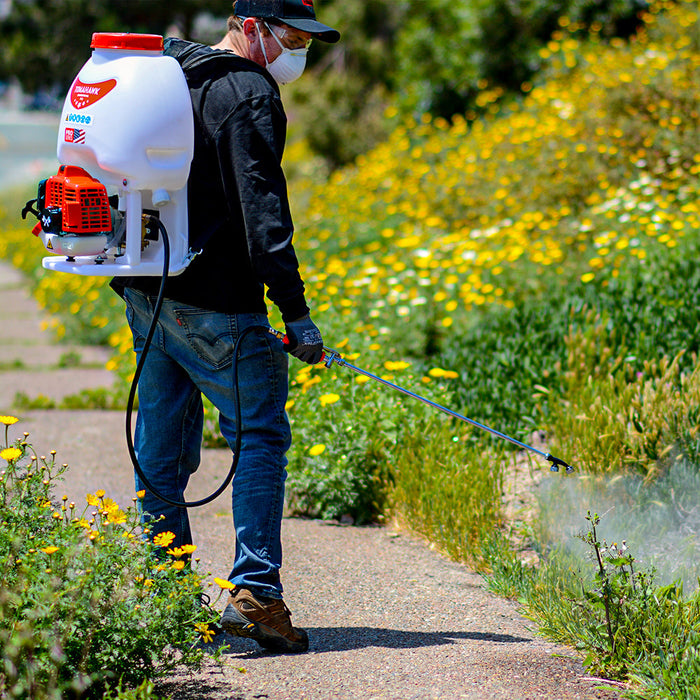 Tomahawk 5 Gallon Gas Power Backpack Sprayer with Twin Tip Nozzle for Pesticides