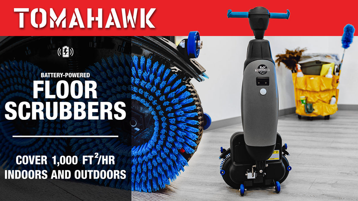 Tomahawk Electric Floor Scrubber Cleaner with 18” Power Mop Brushes Cordless 36V Battery Powered TMOP18e