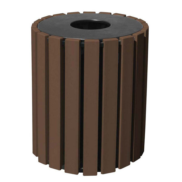 Vestil Trash Receptical Poly Round 33 Gallon Brown TR-PR-33-BN