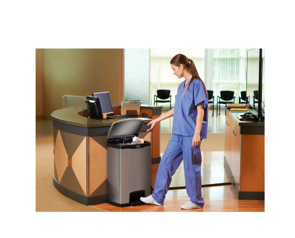 Rubbermaid® Slim Jim® 1901992 Stainless Steel Step On Can, Front Step 13 Gallon - Black