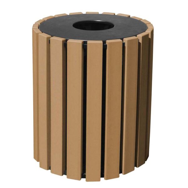 Vestil Trash Receptical Poly Round 33 Gallon Cedar TR-PR-33-CD