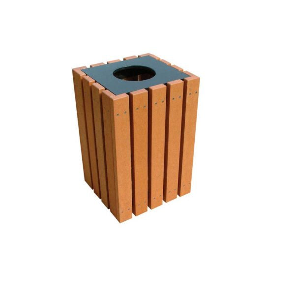 Vestil Trash Receptical Poly Square 22 Gallon Cedar TR-PSQ-22-BK-CD