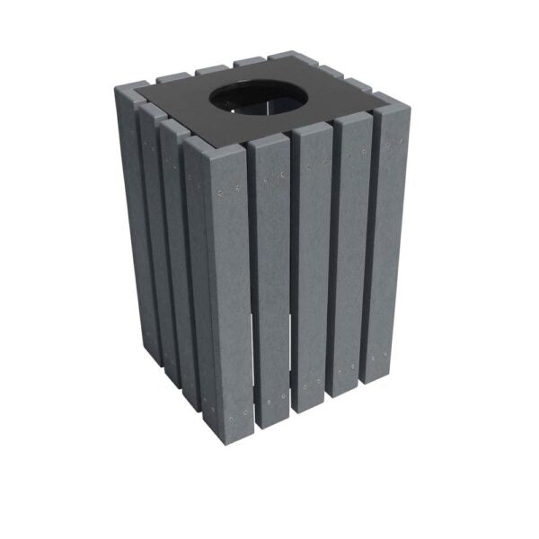 Vestil Trash Receptical Poly Square 22 Gallon Charcoal TR-PSQ-22-BK-CH
