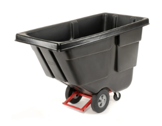 Rubbermaid® Heavy Duty Plastic Tilt Truck, 1/2 Cu. Yd. Cap, 450 Lbs. Cap, Black FG130400BLA