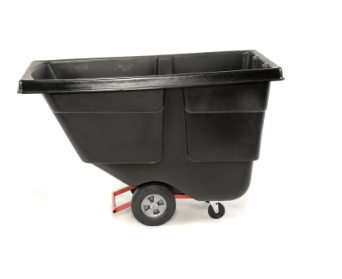 Rubbermaid® Heavy Duty Plastic Tilt Truck, 1/2 Cu. Yd. Cap, 450 Lbs. Cap, Black FG130400BLA