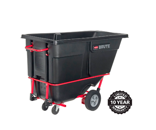 Rubbermaid® Brute Rotomolded Forkliftable Tilt Truck, Standard Duty, 1 Cubic Yard, Black FG131542BLA