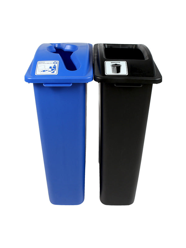 Busch Systems WASTE WATCHER - Double - Kit - Mixed Recyclables-Waste - Mixed-Full - Blue-Black