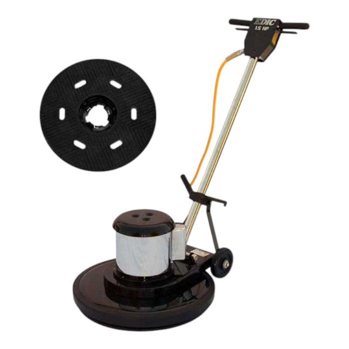 EDIC Saturn 17 Inch Low Speed Floor Buffer Machine w/ Pad Driver - 175 RPM 17LS3-BK-SV