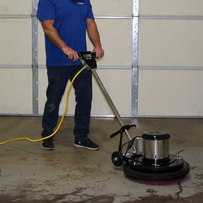 EDIC Saturn 17 Inch Low Speed Floor Buffer Machine w/ Pad Driver - 175 RPM 17LS3-BK-SV