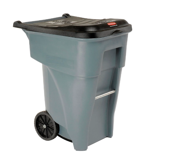 65 Gallon Rubbermaid Large Mobile Waste Receptacle - Gray With Lid
