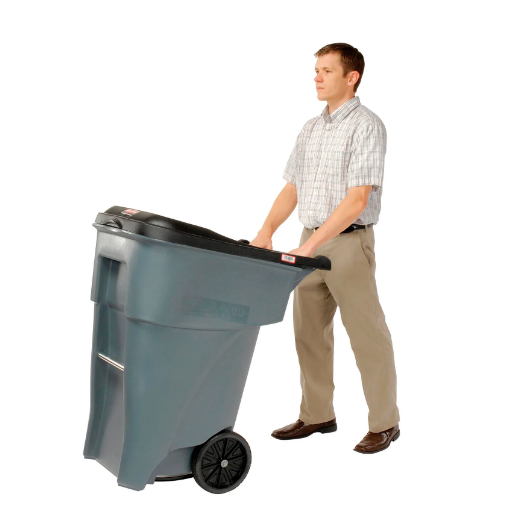 65 Gallon Rubbermaid Large Mobile Waste Receptacle - Gray With Lid