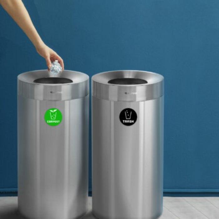 Alpine Open Top Stainless Steel Trash Receptacle, Double, 54 Gallon