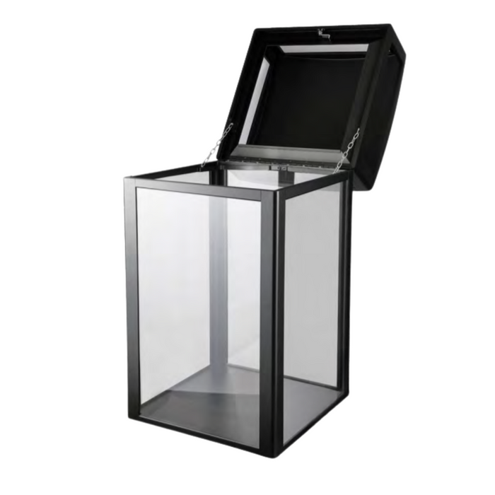 Alpine All-Weather Trash Container w/ Advertisement Panels, Grey Stone