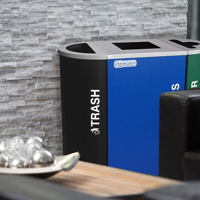 Excell-Kaiser Kaleidoscope Triple-Stream Indoor Trash Can & Recycling Station Combo