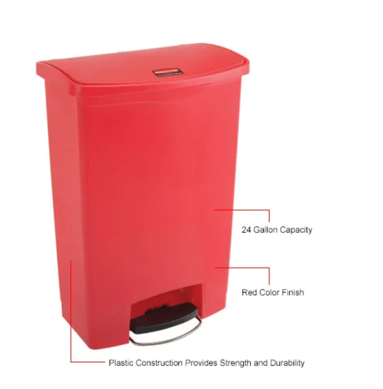 Rubbermaid® Slim Jim® Plastic Step On Container, Front Step 24 Gallon