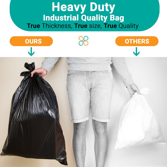 65 Gallon Garbage Bags: Black, 1.5 Mil, 50X48, 50 Bags.