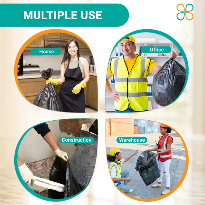 65 Gallon Garbage Bags: Black, 1.5 Mil, 50X48, 50 Bags.