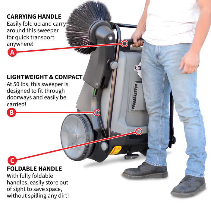 Tomahawk Commercial 38" Push Sweeper with Triple Power Brooms TOS38