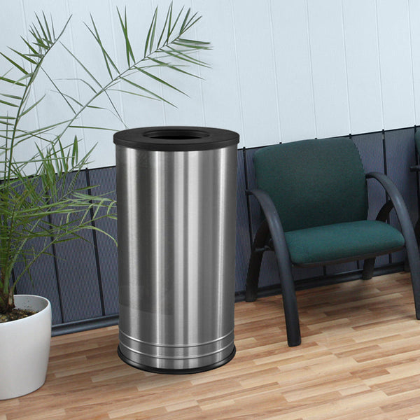 Excell Kaiser International Stainless Steel Trash Can with Flat Top – 18 Gallon Indoor Bin