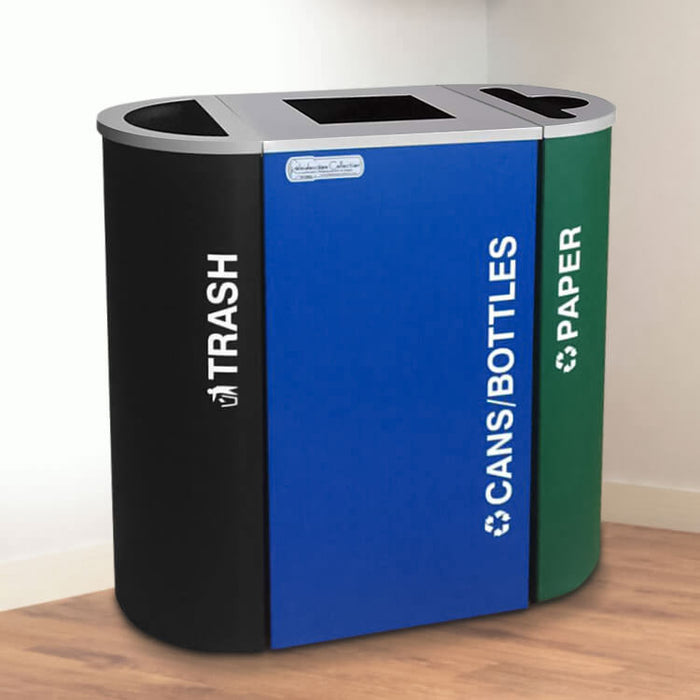 Excell-Kaiser Kaleidoscope Triple-Stream Indoor Trash Can & Recycling Station Combo