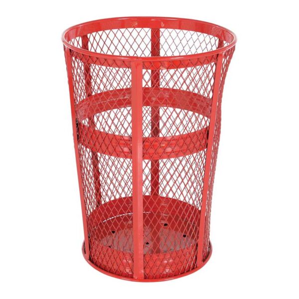 Vestil Trash Receptical Exp Metal Round 48 Gallon Red TR-MXR-48-RD