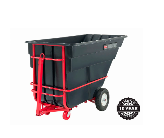 Rubbermaid® Brute Rotomolded Towable Tilt Truck, Heavy Duty, 1-1/2 Cubic Yard Black FG102641BLA