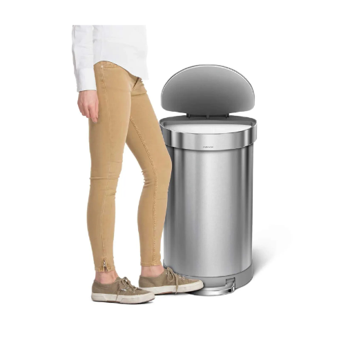 Simplehuman® Semi- Round Step Can - 12 Gallon Brushed Stainless Steel - CW2030