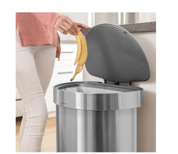 Simplehuman® Semi- Round Step Can - 12 Gallon Brushed Stainless Steel - CW2030
