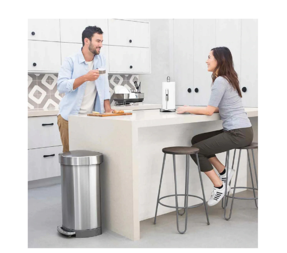 Simplehuman® Semi- Round Step Can - 12 Gallon Brushed Stainless Steel - CW2030