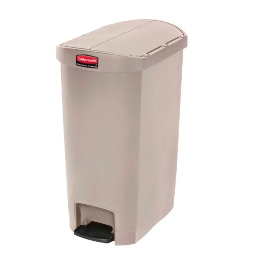 Rubbermaid® Slim Jim Streamline Resin Step-On Container, End Step Style, 13 gallon, Beige 1883459