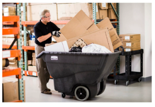 Rubbermaid® Utility Duty Structural Foam Plastic Tilt Truck, 3/4 Cu. Yd. Cap, 600Lbs. Cap,Black FG101100BLA