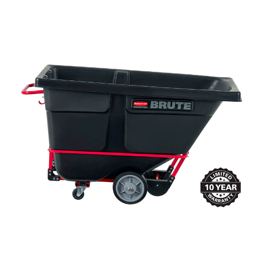 Rubbermaid® Brute Rotomolded Tilt Truck, Heavy Duty, 1/2 Cubic Yard, Black FG130600BLA