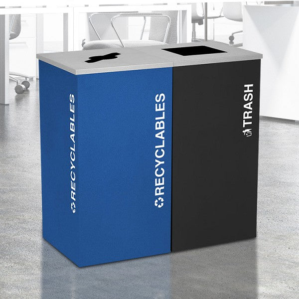 Excell-Kaiser Kaleidoscope Double 36-Gallon Trash Can Station – Indoor Square Recycling & Waste Bins