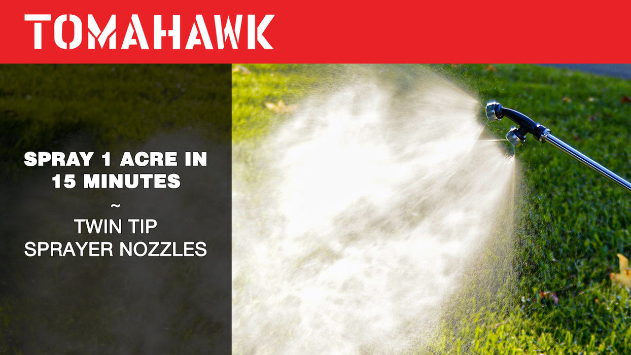 Tomahawk 5 Gallon Gas Power Backpack Sprayer with Twin Tip Nozzle for Pesticides