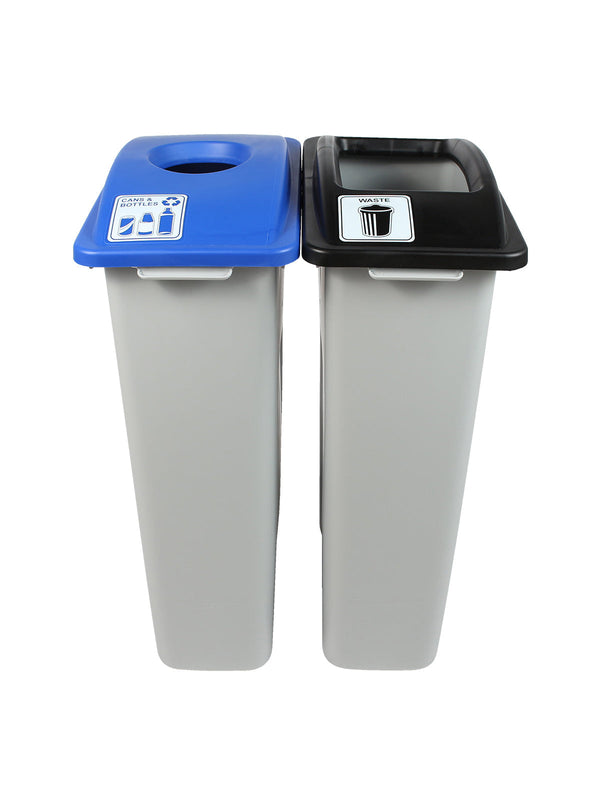Busch Systems WASTE WATCHER - Double - Kit - Cans & Bottles-Waste - Circle-Full - Grey-Blue-Black